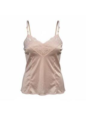VTG Vassarette Satin Lace Camisole Tank Top V-Neck Slip Champagne Size XXL